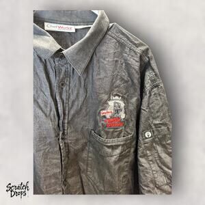 ChefWorks On The Kitchen Shirt 2XL Gray Button Up Durable Work Uniform Top Men's